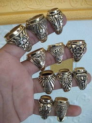 Grosir 20Pcs/1Kodi Ring Cincin Atau Emban Akik Kuningan Sari Tanam Kombinasi Hitam