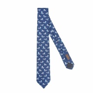 Hermes Crazy Poney tie 滿版小馬圖騰真絲領帶(深藍)