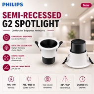 [ PHILIPS ] Semi-Recessed G2 Spotlight RS280 | 7W 11W | CRI90 | 24 Degree 50 Degree