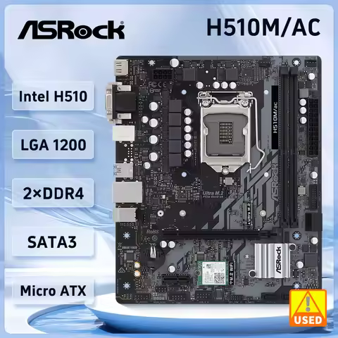 Asrock H510M/ac Motherboard Intel H510 LGA1200 DDR4 64GB support i5-11600KF 11900 10325 10900 10400 