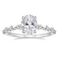 EAMTI 3 CT 925 Sterling Silver Ring Oval Cut Cubic Zirconia Engagement Solitaire Halo Promise Ring f