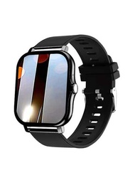 1入1.44英寸黑色矽膠錶帶運動智慧手錶,男女適用,具有心率和血氧監測功能,睡眠追踪,兼容安卓和蘋果手機