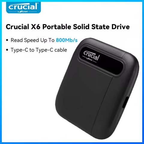 Crucial X6 Portable SSD 800MB/s 8Gbs Solid State Drive 1TB 2TB Type C to Type C External SSD for PC 