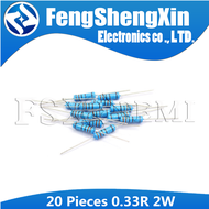 20pcs 0.33 ohm 0.33R 2W 1%  Metal film resistor 0R33 0E33 0.33E 0.33Ω 0.33R 0Ω33