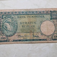 Uang Kertas Lama Indonesia 100 Rupiah 1957 Tupai Dua Huruf ...7.