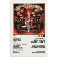 BICHI 21 Savage Poster Savage Mode II Album Cover Posters Canvas Art Poster and Wall Art Picture Pri