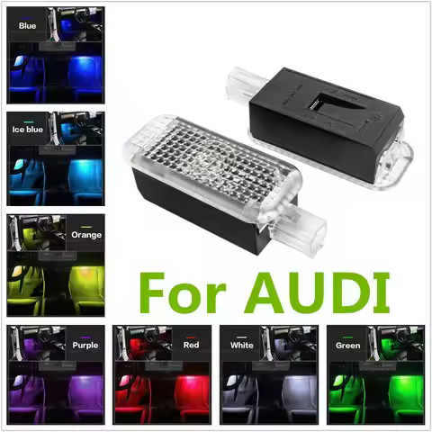 For Audi A3 8P S3 Q3 8U Q5 8R Q7 Q8 A1 TT A4 B8 B9 A5 A6 C6 C7 LED Car Footwell Light Bulbs Atmosphe