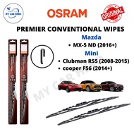 OSRAM Premier Conventional U Hook Wiper Set Mini Clubman R55 (08-2015)/Cooper F56(2014+)/Mazda MX-5 