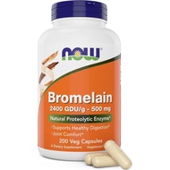 Now Bromelain 500 mg, 200 Veg Capsules - Natural Pine, Proteolytic Enzyme Supplement, 2400 GDU