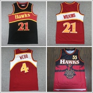 Retro Atlanta Hawks Wilkings Webb Mutombo Jersey Embroidered Summer Basketball Shirt for Mens