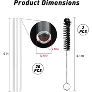 20 Pieces 4 Inches Long Clear Glass Tubes for Art DIY, 12mm OD 8mm ID 2mm Thick Wall Glass Borosilic
