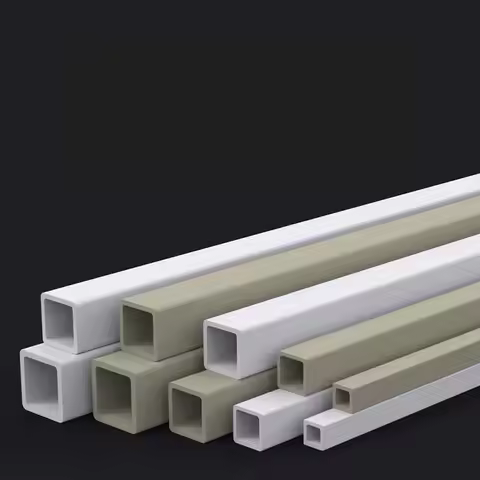 White / Beige 2PCS Length 500mm PP Square Pipes Polypropylene Tube Plastic Tube Plastic square Tube 