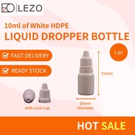 HDPE Round Liquid Dropper Bottle / Empty Eye Dropper Bottle - 1pc, White