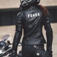 Feher Women's Motorcycle Leather Jacket - All Season Waterproof & Warm
