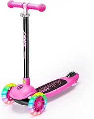 Kick Scooter for Ages 3-5, 3-Wheel Toddler Scooter with LED Light-Up Wheels, Adjustable Height, Red