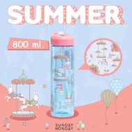 SundayMonday Summer TRITAN Water Bottle 800ml Unbreakable Can Be Washed On All Parts 800ml
