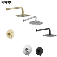 Biggers Stainless Steel Bathroom Shower Faucet Set Wall Mounted Cold Hot Water Mixer Shower With 8 Inch Shower Head