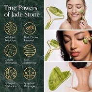 KOOKY - Jade Roller Massage Tool Facial Message Guasha Jade Stone Helps Reduce Face