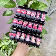 Set 5/10 Kẹp Càng Cua Gấu Dâu Lotso 3 Răng 5 Răng Đính Charm Màu Hồng Không Gãy Không Đau Tóc Phụ Ki