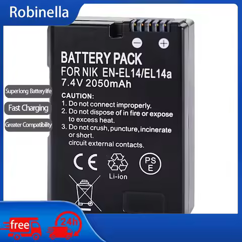 2050mAh EN-EL14 EN-EL14A Rechargeable Battery Replacement for Nikon D3100 D3200 D3300 D5100 D5200 D5