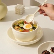 Cream Cutlery Plate Bowl Set Household cutlery Korean ins Ceramic Rice Bowl Dish Soup bowl