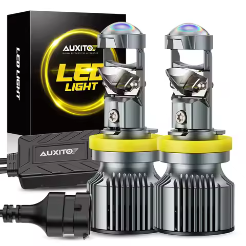 AUXITO 2Pcs 30000LM H11 H8 H9 LED Headlight Bulbs With HD LENS 6500K White High Dipped Headlight Bea
