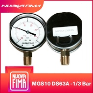 "NUOVA FIMA" PRESSURE GAUGE 2.5" -1/3 BAR (43PSI) | 2.5" Dial Brass Thread To Bottom 1/4" NPT + Oil