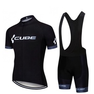 Cube Summer Men  Cycling Jersey Short Sleeve Set Mountain Bike Jersey Bicycle Top Shirt Quick Dry Cycling