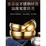 Korean Style Stainless Steel Double-Layer Cold Noodle Bowl Golden Influencer Snail Noodles Korean Bi