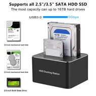 ENRIC 32TB Dual Slot External HDD Docking Station 2.5/3.5in HDD USB3.0 SATA พร้อม Clone HDD Docking Station