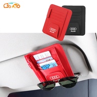 GTIOATO Car Sun Visor Card Pen Bill Organizer Leather Sunglasses Clip Holder For Audi A4 TT A3 A5 A6