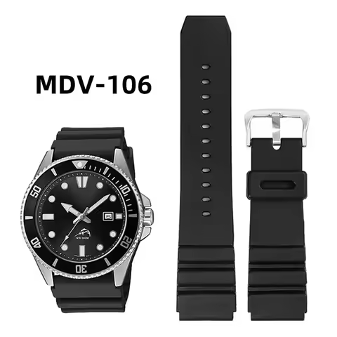 MDV-106 Rubber Watch Strap for Casio Swordfish MDV 106 MDV106 MTP-VD01 Water Ghost Ocean Heart 22mm 