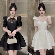 BIGSIZETIX Lady's party dress with halter neck design and lovely stone lace 50-90kg