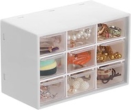 Toyoget Desk Storage Organizer with 9 Drawers, Stackable Craft Drawer Cabinet, 3-Tier Small Desktop Storage Box, Wall-mounted Transparent Storage Box for Bedrooms, Living Rooms, Offices