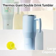 Thermos Thermos Double Drinking Cup 1.1L Large Capacity Straw Cup 304 Stainless Steel Summer Water C