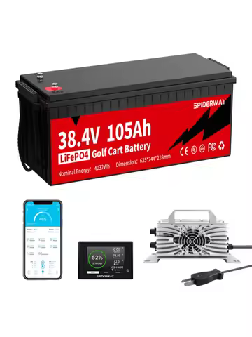 36V 105Ah Golf Cart LiFePO4 Lithium Battery w/ 36V 25A Charger for Club Car EZGO Yamaha