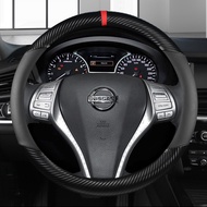 Carbon Fiber Leather Car Steering Wheel Cover For Nissan Qashqai X Trail 350z Altima Juke Lannia Nv200 Pathfinder Rogue Sentra Serena