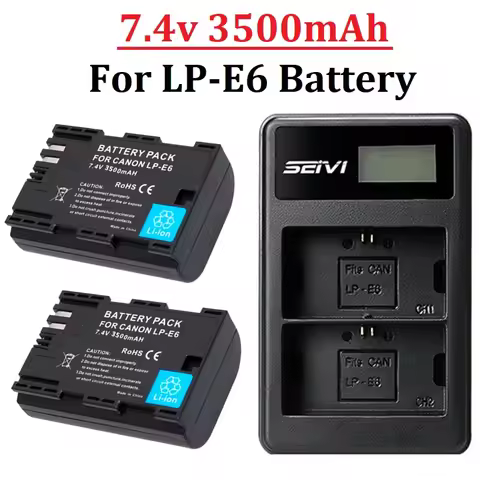 3500mAh LP E6 LPE6 LP-E6 E6N Battery or LED Dual Charger For Canon EOS 5DS R 5D Mark II 5D Mark III 