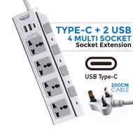 USB TYPE-C Wayer Extension Plug Power Socket Extension Plug With USB Elektrik Soket Extension Cord 2
