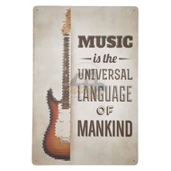 ป้ายสังกะสีวินเทจ Music is the Universal Language of Mankind, ขนาด 20x30 ซม