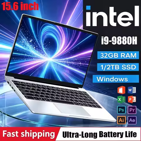 New 15.6" i9-9880H 32GB RAM 2TB SSD Laptop Intel Core I9 Ultra Slim Gaming Laptop 1920*1080 Office S