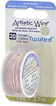 Artistic Wire, 20 Gauge / .81 mm Silver Plated Tarnish Resistant Colored Copper Craft Wire, Round Twist, Silver Plated Rose Gold Color, 3 yd / 2.7 m
