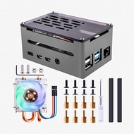 【New and Improved】 Raspberry Pi 4 Nas Aluminum Case With Rgb 4010 Low Profile Ice Tower Pwm Cooling 