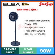 ELBA ESF-R0803(BL) 8" Stand Fan With 5 Fan Blades (8 Inches/90W)