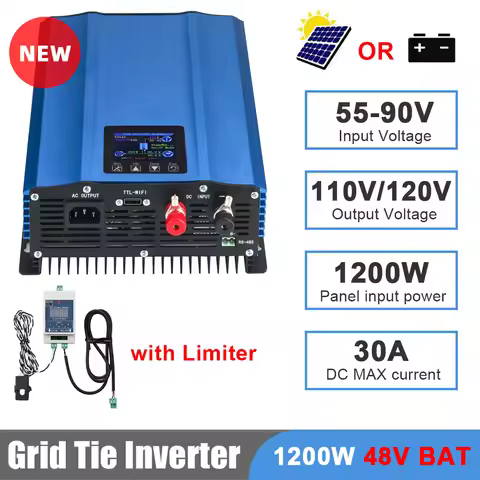 Y&H 1.2KW MPPT Grid Tie Inverter 110V/120V with Limiter Solar Inverter 48V Battery Discharge Mode fo