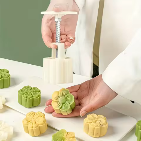 4Pcs/Set Mooncake Cherry Blossom Flowers Mold DIY Hand Press Cookie Stamps Plungers Pastry Tools Mid