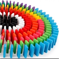 (SP55) Super Domino Blocks, 100PCS Bulk Domino Start Kit 10 Colorful Wooden Domino Blocks Educationa