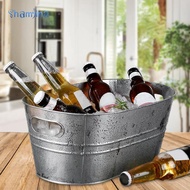 Shamjina Ice Bucket for Parties Ice Holder Galvanized Tub Metal Drink Buckets Beer Tub