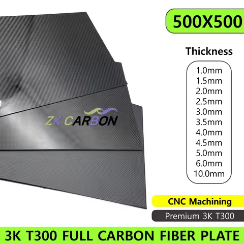 500x500mm Full 3K Carbon Fiber Sheet Plate High Strength Carbon Board Panel Thickness 0.5mm 1mm 1.5m