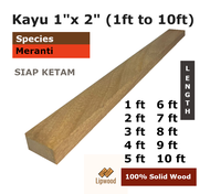 Kayu Meranti 1"x 2" Solid Wood [ Siap Ketam ] [ Light Hardwood ]